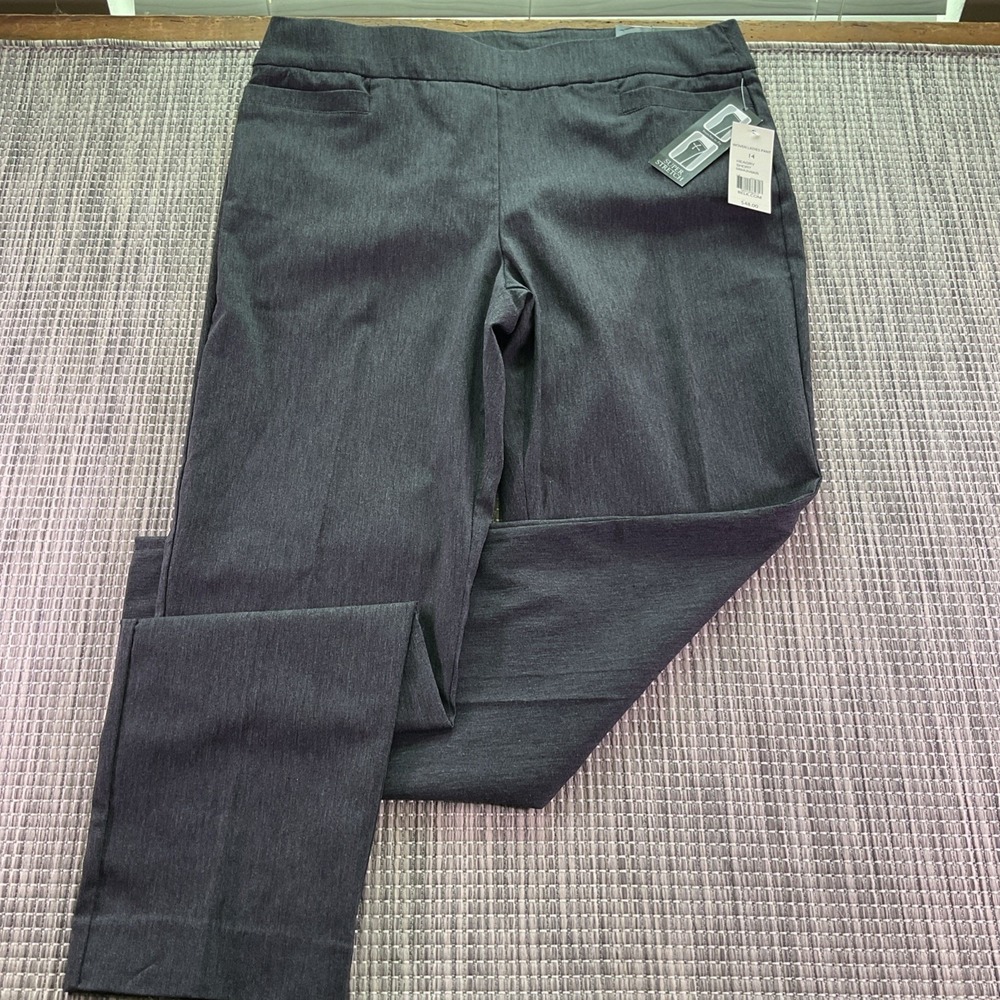Kim Rogers Women Gray Super Stretch Pull On Dress Pants 14S Short 589A3V6KR
